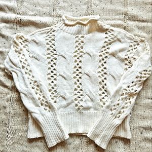 Semi-cropped mock neck sweater